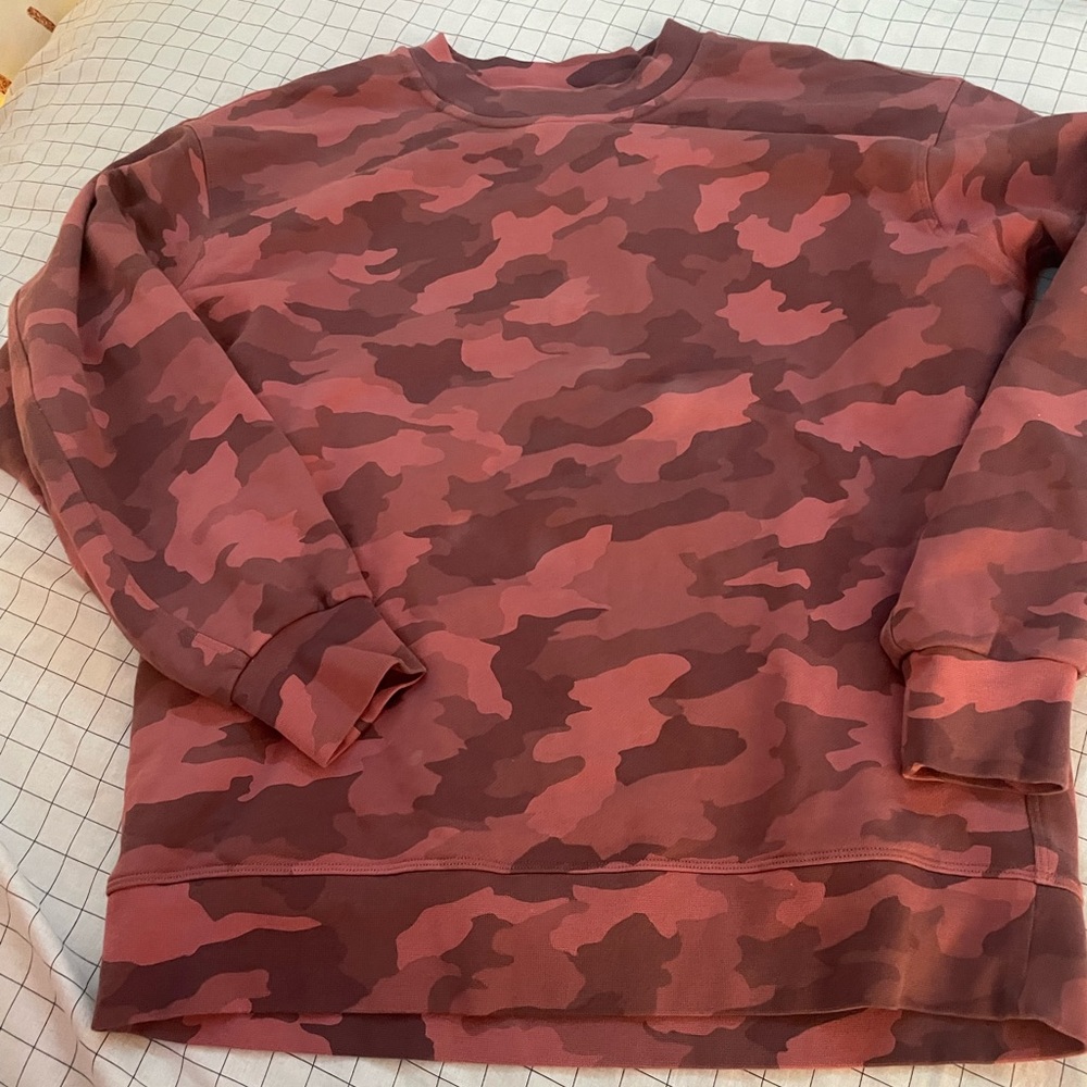 lululemon perfectly oversized pink camo lululemon crewneck